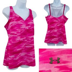Under Armour Pink Cameo Activewear Tank Top Sz Large
